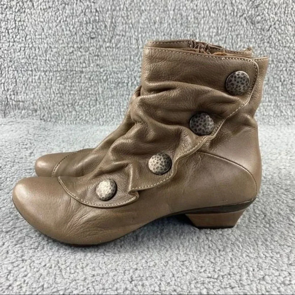 Eric michael soho Booties Tan Ankle Boots Shoes Spain leather‎ Womens 5.5 ZIP - Picture 5 of 15